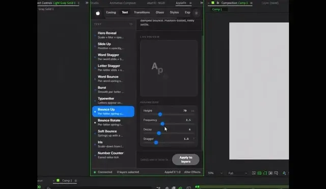 Preview of AppleFX 1.1.2 (Win+Mac) for AE